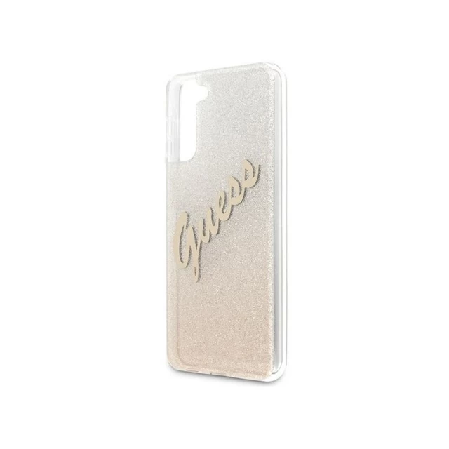 Чехол Guess Glitter Gradient Script для Samsung Galaxy S21 G991 Gold (GUHCS21SPCUGLSGO)