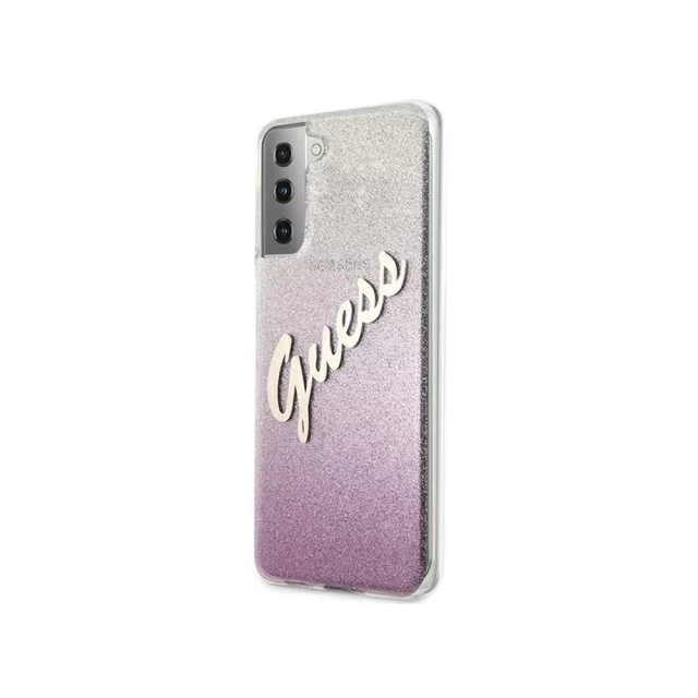 Чехол Guess Glitter Gradient Script для Samsung Galaxy S21 G991 Pink (GUHCS21SPCUGLSPI)