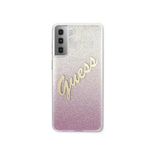 Чехол Guess Glitter Gradient Script для Samsung Galaxy S21 G991 Pink (GUHCS21SPCUGLSPI)