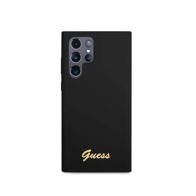 Чехол Guess Silicone Vintage Gold Logo для Samsung Galaxy S23 Ultra S918 Black (GUHCS23LSLSMK)