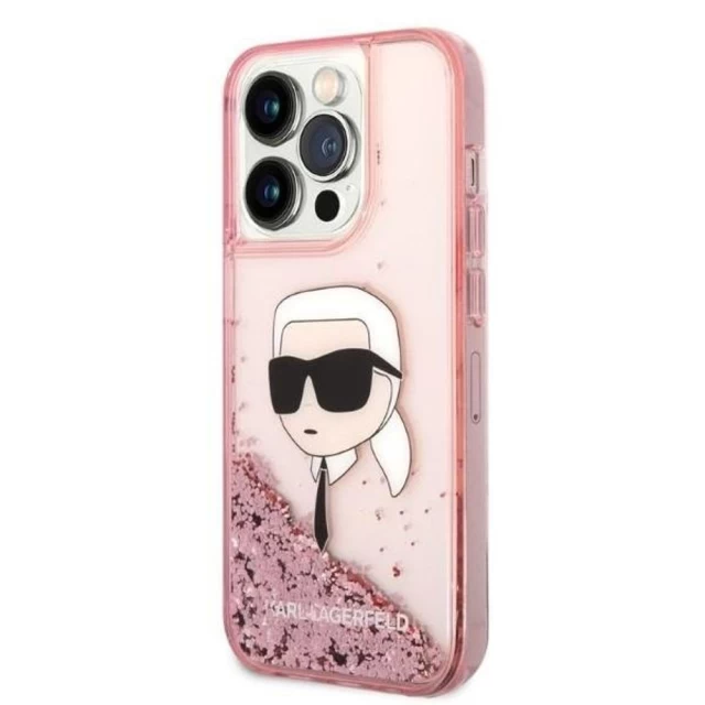 Чохол Karl Lagerfeld Glitter Karl Head для iPhone 14 Pro Pink (KLHCP14LLNKHCP)