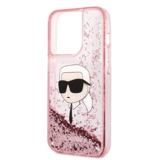 Чехол Karl Lagerfeld Glitter Karl Head для iPhone 14 Pro Pink (KLHCP14LLNKHCP)