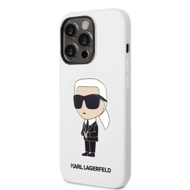Чохол Karl Lagerfeld Silicone Ikonik для iPhone 14 Pro White (KLHCP14LSNIKBCH)