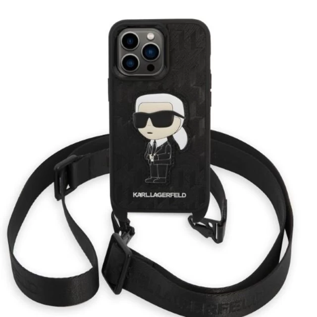 Чехол Karl Lagerfeld Monogram Ikonik Patch для iPhone 14 Pro Black (KLHCP14LSTKMK)