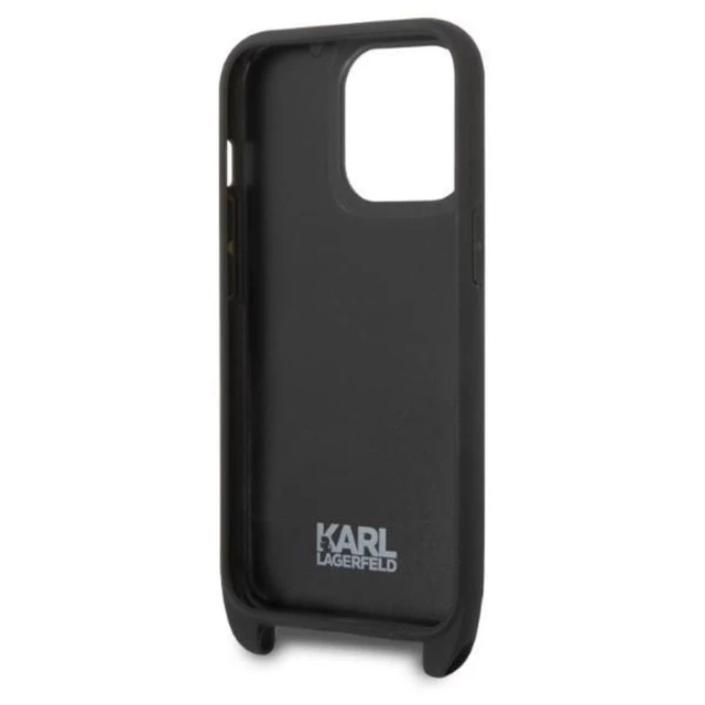 Чехол Karl Lagerfeld Monogram Plaque Logo Strap для iPhone 14 Pro Black (KLHCP14LSTMMK)