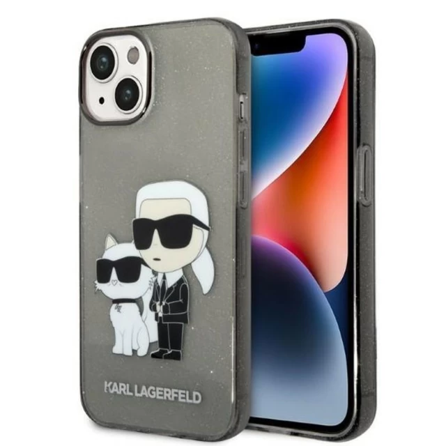 Чехол Karl Lagerfeld Gliter Karl & Choupette для iPhone 14 Plus Black (KLHCP14MHNKCTGK)