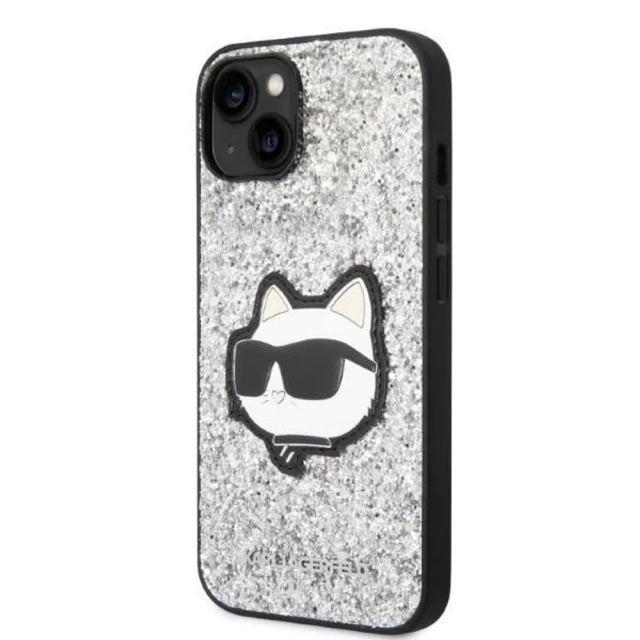 Чехол Karl Lagerfeld Glitter Choupette Patch для iPhone 14 Silver (KLHCP14SG2CPS)