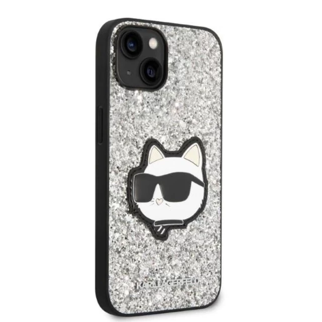 Чехол Karl Lagerfeld Glitter Choupette Patch для iPhone 14 Silver (KLHCP14SG2CPS)