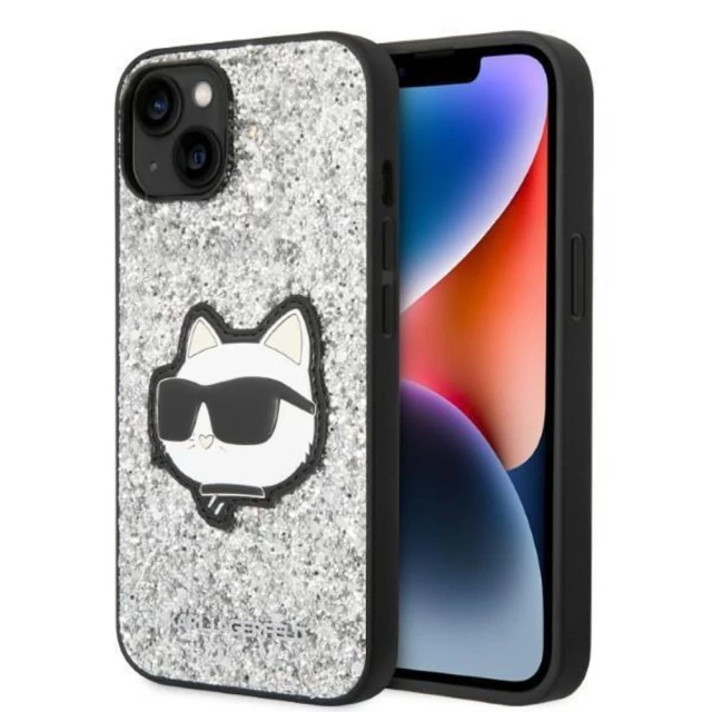 Чохол Karl Lagerfeld Glitter Choupette Patch для iPhone 14 Silver (KLHCP14SG2CPS)