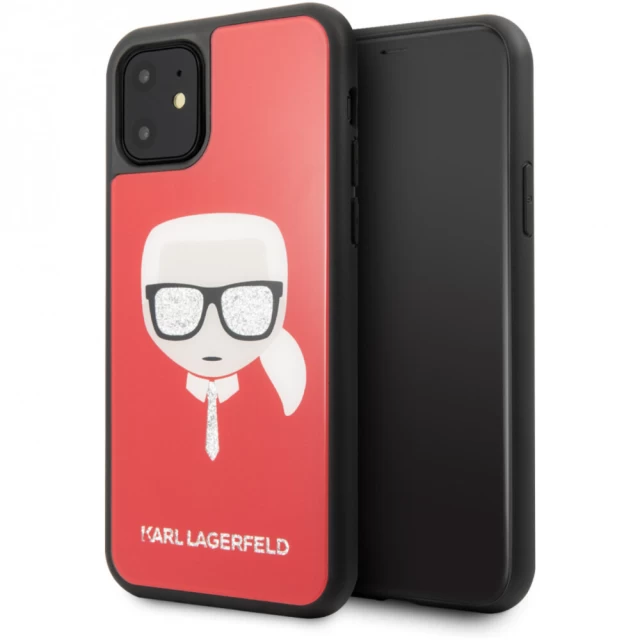 Чохол Karl Lagerfeld Glitter Karl's Head для iPhone 11 Red (KLHCN61DLHRE)