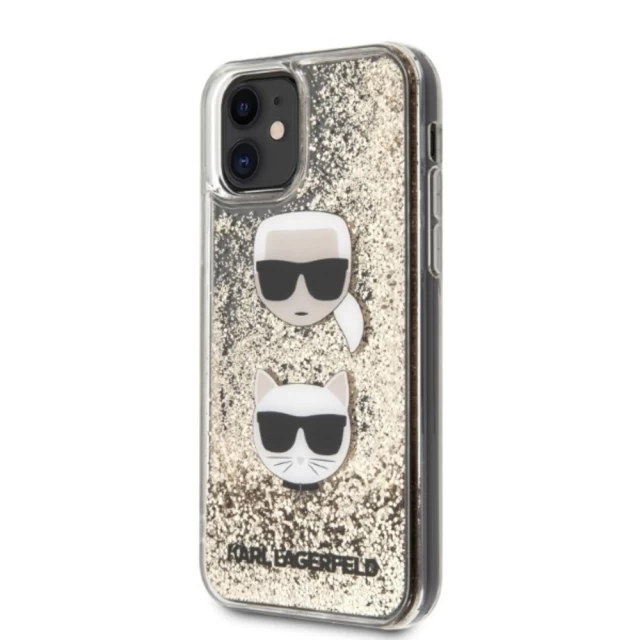 Чехол Karl Lagerfeld Liquid Glitter Karl & Choupette для iPhone 11 Gold (KLHCN61KCGLGO)