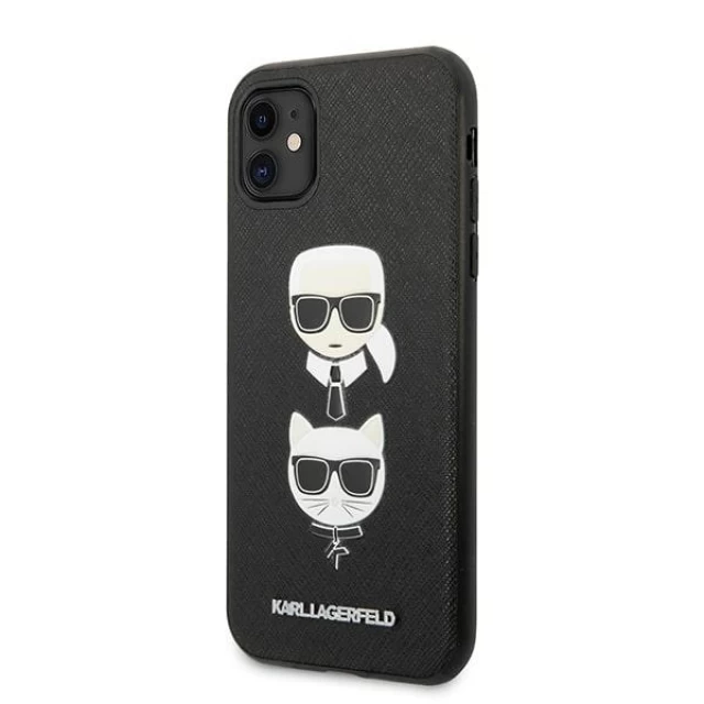 Чохол Karl Lagerfeld Saffiano Ikonik Karl & Choupette Head для iPhone 11 Black (KLHCN61SAKICKCBK)