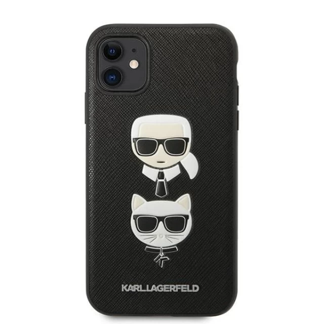 Чохол Karl Lagerfeld Saffiano Ikonik Karl & Choupette Head для iPhone 11 Black (KLHCN61SAKICKCBK)