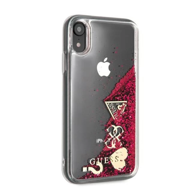 Чехол Guess Glitter Charms для iPhone XR Raspberry (GUOHCI61GLHFLRA)