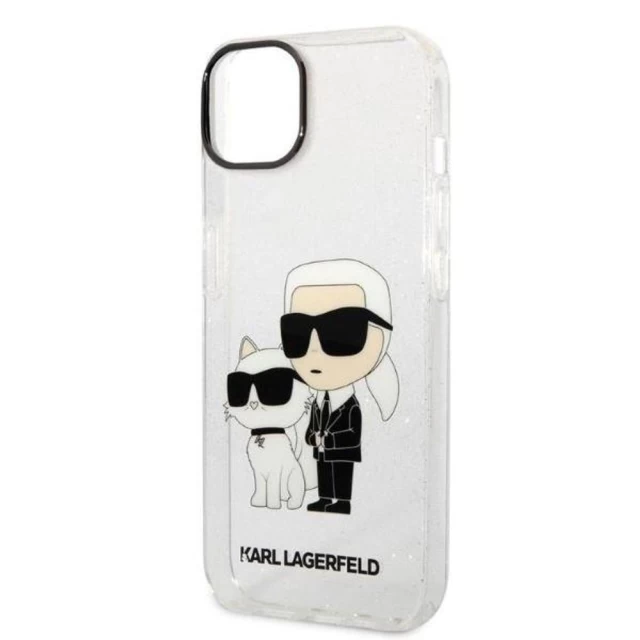 Чехол Karl Lagerfeld Glitter Karl & Choupette для iPhone 14 Transparent (KLHCP14SHNKCTGT)