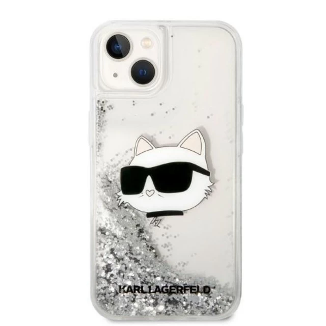 Чехол Karl Lagerfeld Glitter Choupette Head для iPhone 14 Silver (KLHCP14SLNCHCS)