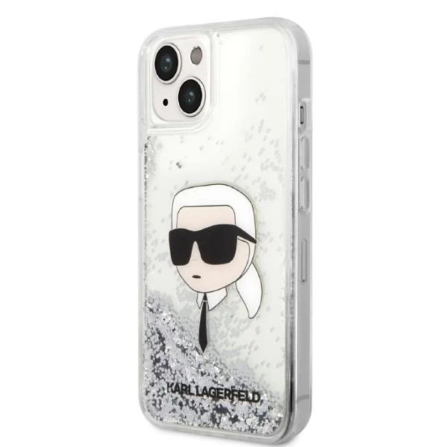 Чехол Karl Lagerfeld Glitter Karl Head для iPhone 14 Silver (KLHCP14SLNKHCH)