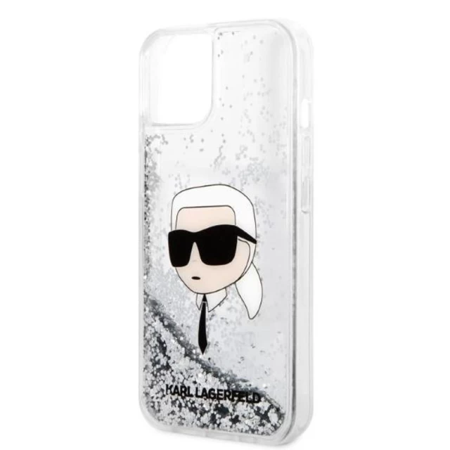 Чехол Karl Lagerfeld Glitter Karl Head для iPhone 14 Silver (KLHCP14SLNKHCH)