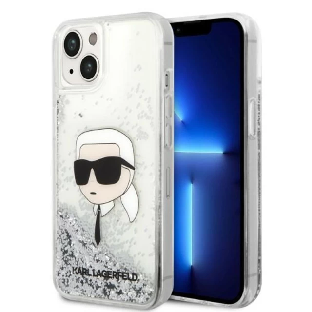 Чохол Karl Lagerfeld Glitter Karl Head для iPhone 14 Silver (KLHCP14SLNKHCH)