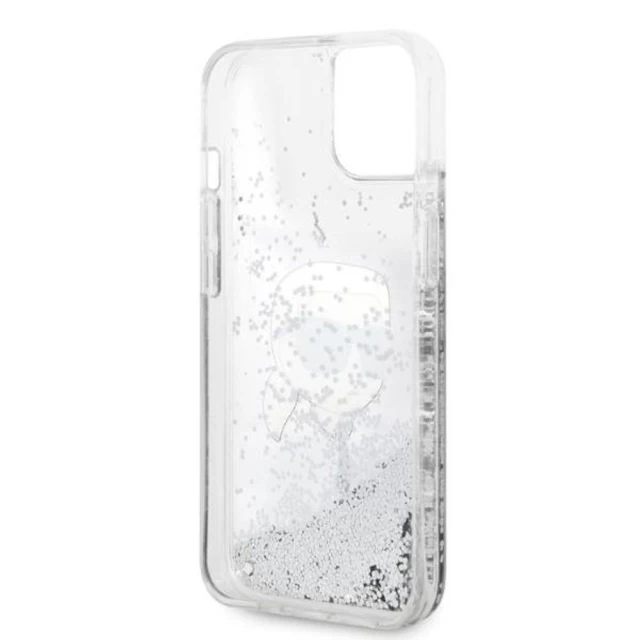 Чехол Karl Lagerfeld Glitter Karl Head для iPhone 14 Silver (KLHCP14SLNKHCH)