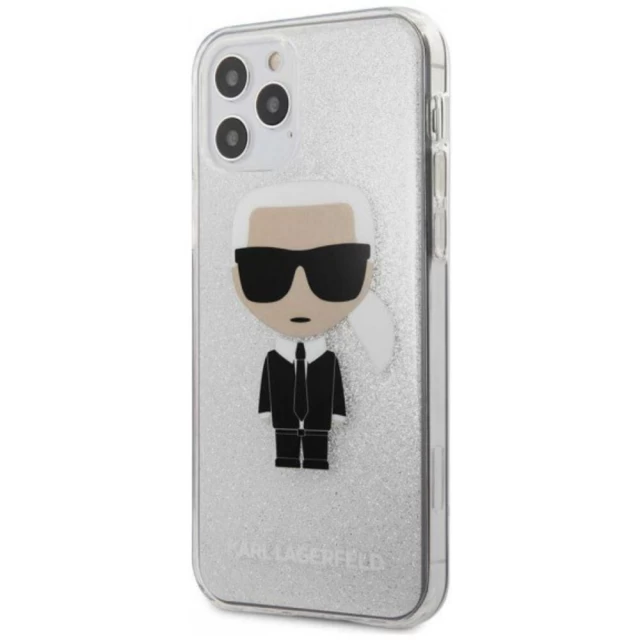 Чохол Karl Lagerfeld Glitter Ikonik Karl для iPhone 12 Pro Max Silver (KLHCP12LPCUTRIKSL)