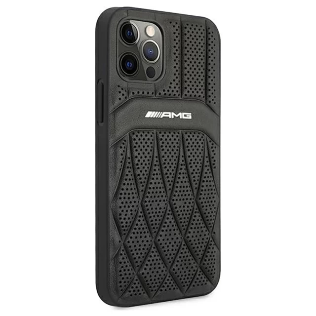 Чехол Mercedes для iPhone 12 | 12 Pro Max Leather Curved Lines Black (AMHCP12MOSDBK)