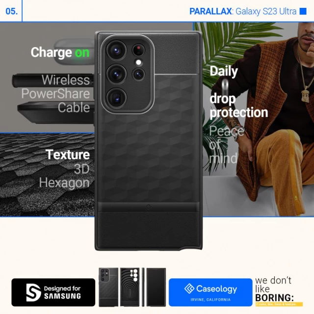 Чехол Spigen Caseology Parallax для Samsung Galaxy S23 Ultra Matte Black (ACS05655)