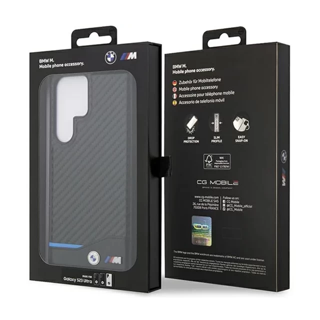 Чехол BMW для Samsung Galaxy S23 Ultra S918 Leather Carbon Black (BMHCS23L22NBCK)