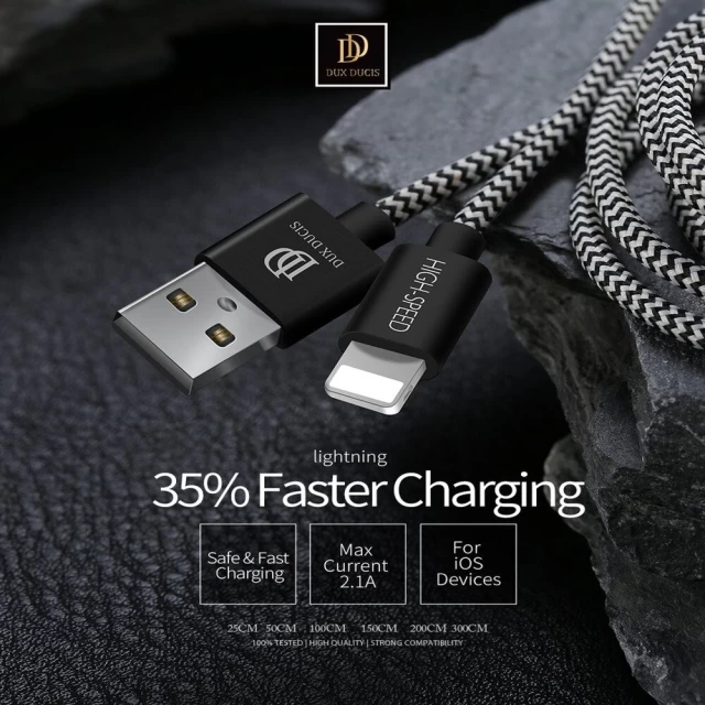 Кабель Dux Ducis K-ONE Series USB to Lightning 3 m Black (6934913095874)