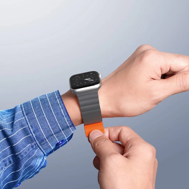 Ремінець Dux Ducis Magnetic Strap для Apple Watch 49 | 45 | 44 | 42 mm Gray Orange (Chain Version) (6934913044780)
