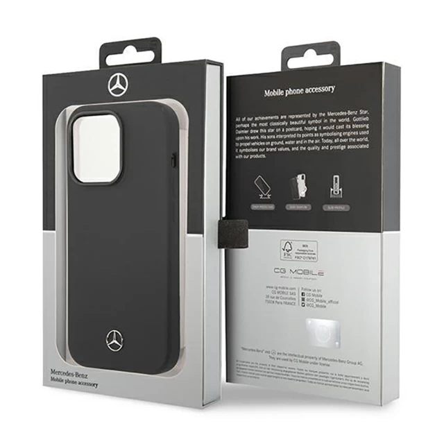 Чехол Mercedes для iPhone 14 Pro Max Silicone Line Black with MagSafe (MEHMP14XSILBK)