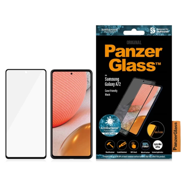 Защитное стекло PanzerGlass Microfracture для Samsung Galaxy A72 (A725) Black (PRO7255)