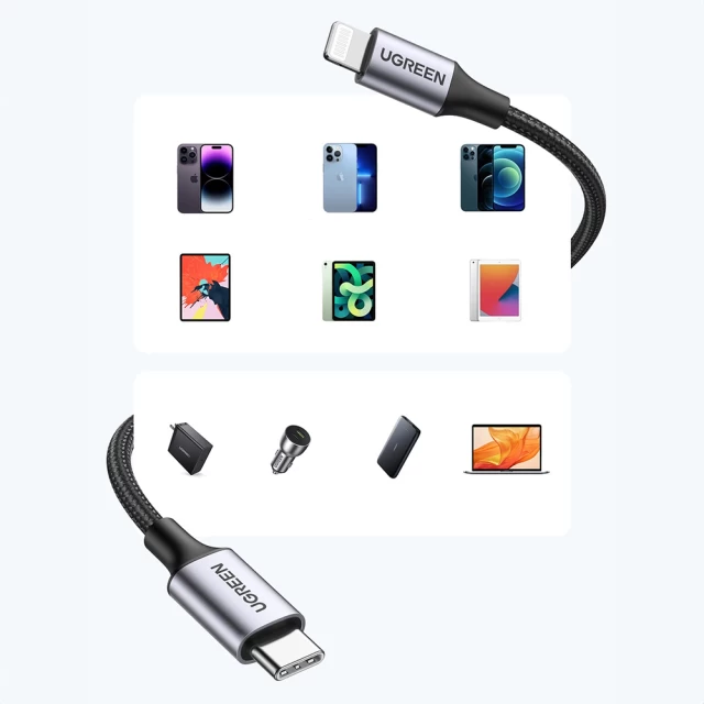 Кабель Ugreen US304 Lightning to USB-C PD 20W 2m Black (60761-ugreen)
