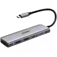 USB-хаб Ugreen CM195 6-in-1 USB-C to 2xUSB-A/HDMI/USB-C/SD/microSD 100W Grey (70411)