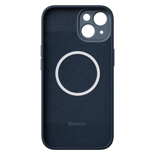 Чехол и защитное стекло Baseus Liquid Silica для iPhone 14 Blue with MagSafe (ARYC000403)