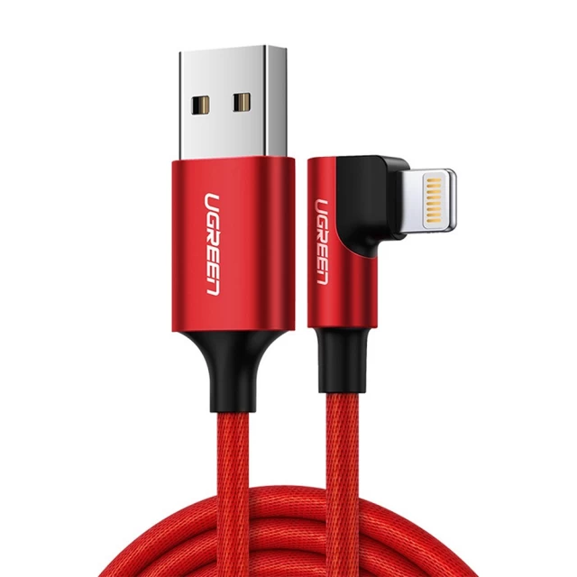 Кабель Ugreen US299 Angled USB-A to Lightning 2.4A 1m Red (60555)