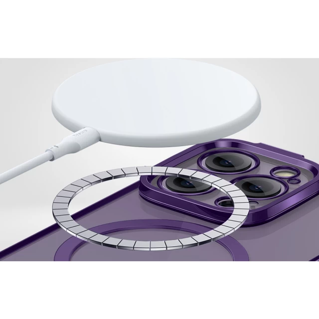 Чехол и защитное стекло Baseus Glitter Magnetic with Cleaning Kit для iPhone 14 Pro Max Purple with MagSafe (ARMC010905)