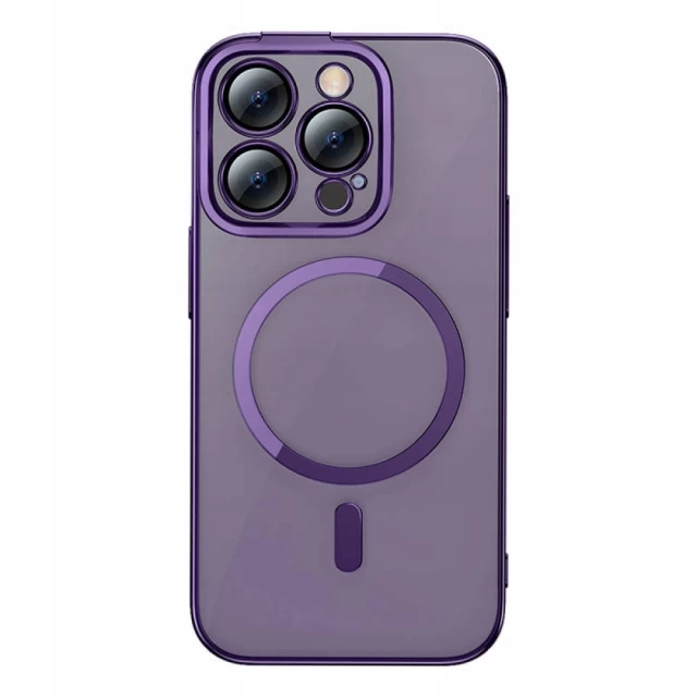 Чохол та захисне скло Baseus Glitter Magnetic with Cleaning Kit для iPhone 14 Pro Max Purple with MagSafe (ARMC010905)