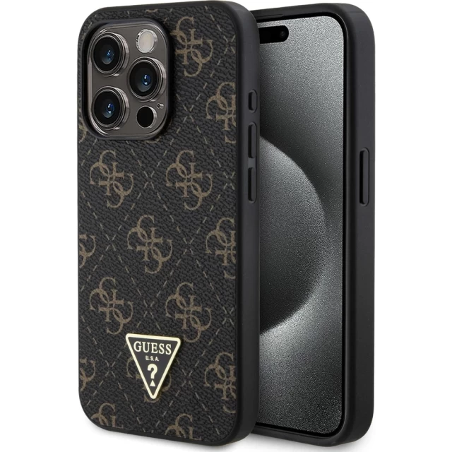 Чехол Guess 4G Triangle Metal Logo для iPhone 15 Pro Black (GUHCP15LPG4GPK)