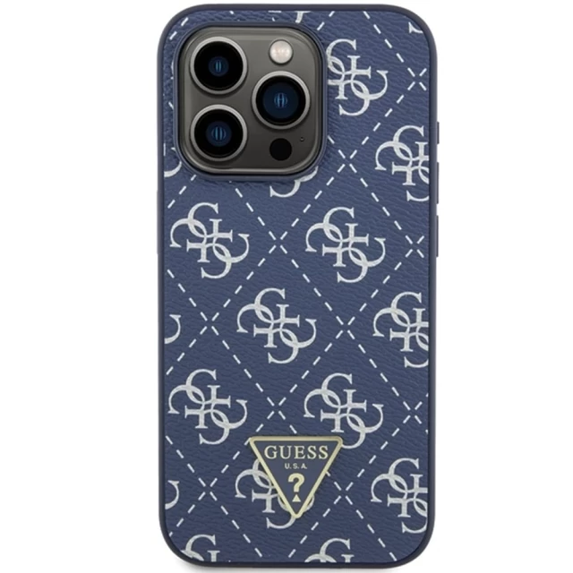 Чохол Guess 4G Triangle Metal Logo для iPhone 15 Pro Max Blue (GUHCP15XPG4GPB)