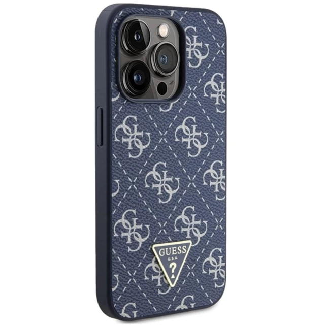 Чохол Guess 4G Triangle Metal Logo для iPhone 15 Pro Max Blue (GUHCP15XPG4GPB)