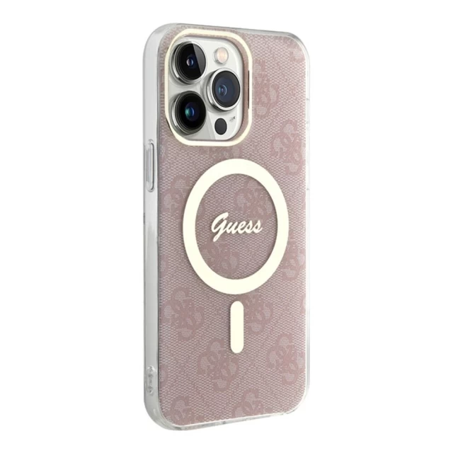 Чохол Guess IML 4G для iPhone 15 Pro Pink with MagSafe (GUHMP15LH4STP)
