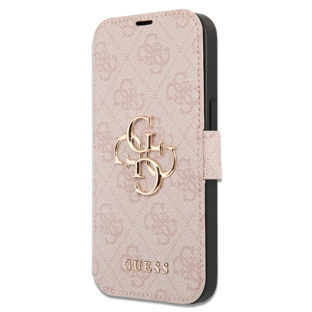 Чохол-книжка Guess 4G Metal Logo для iPhone 15 Pro Pink (GUBKP15L4GMGPI)
