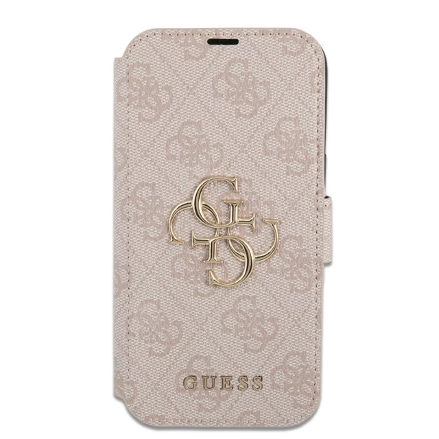 Чохол-книжка Guess 4G Metal Logo для iPhone 15 Pro Pink (GUBKP15L4GMGPI)