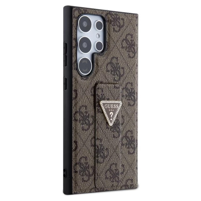 Чехол Guess Grip Stand 4G Triangle Strass для Samsung Galaxy S24 Ultra (S928) Brown (GUHCS24LPGS4TDW)