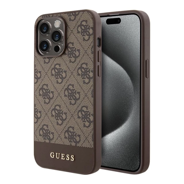 Чохол Guess 4G Stripe Collection для iPhone 15 Pro Brown (GUHCP15LG4GLBR)