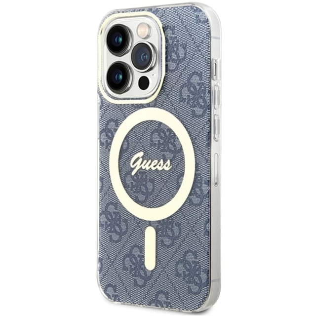 Чехол Guess IML 4G для iPhone 15 Pro Max Blue with MagSafe (GUHMP15XH4STB)