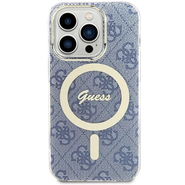 Чехол Guess IML 4G для iPhone 15 Pro Max Blue with MagSafe (GUHMP15XH4STB)