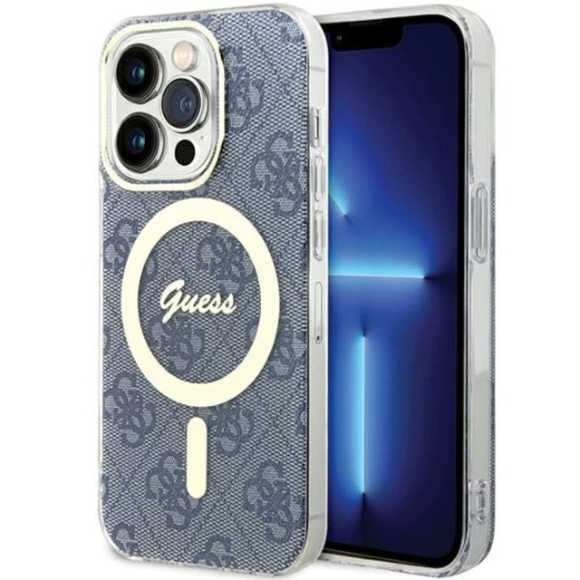 Чехол Guess IML 4G для iPhone 15 Pro Max Blue with MagSafe (GUHMP15XH4STB)