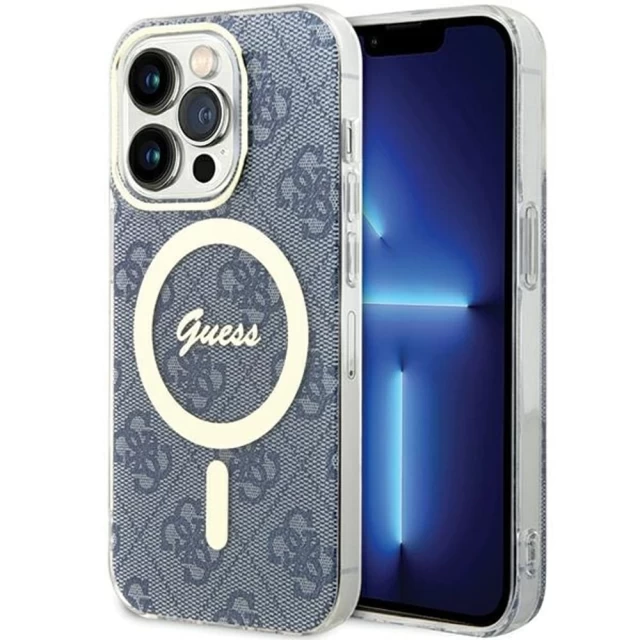 Чохол Guess IML 4G для iPhone 15 Pro Max Blue with MagSafe (GUHMP15XH4STB)